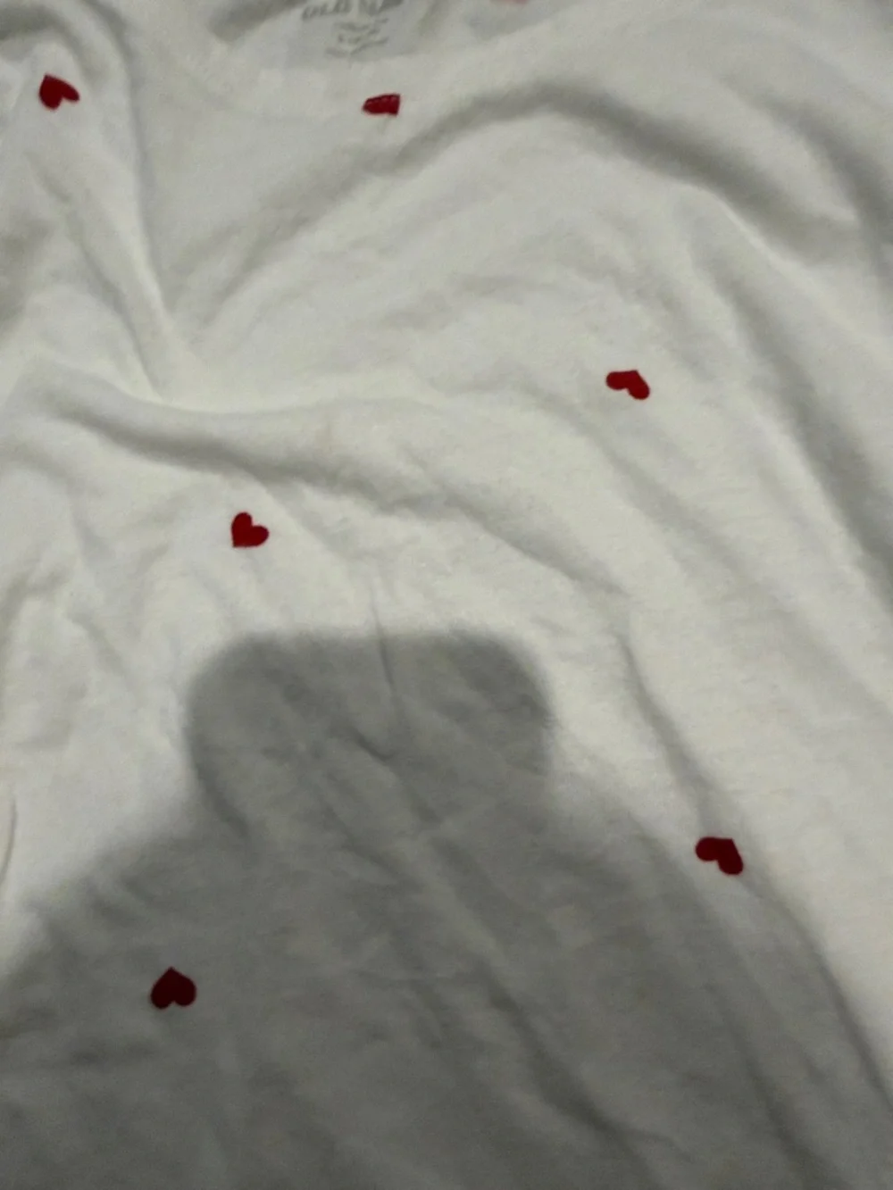 Old Navy White Long Sleeve Tee with Red Heart Print - Picture 2 of 3